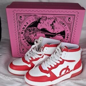 Nicki Minaj Women's High-Top Sneakers in White and Red